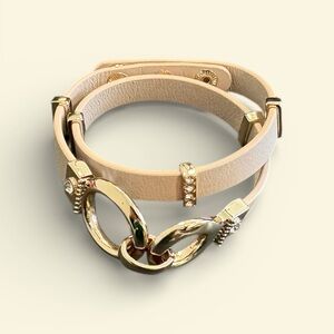 White House Black Market Gold and Cream Bracelet